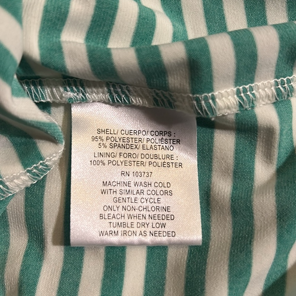 Donna Morgan Green and White Striped Mini Dress Size 12 - Picture 8 of 8